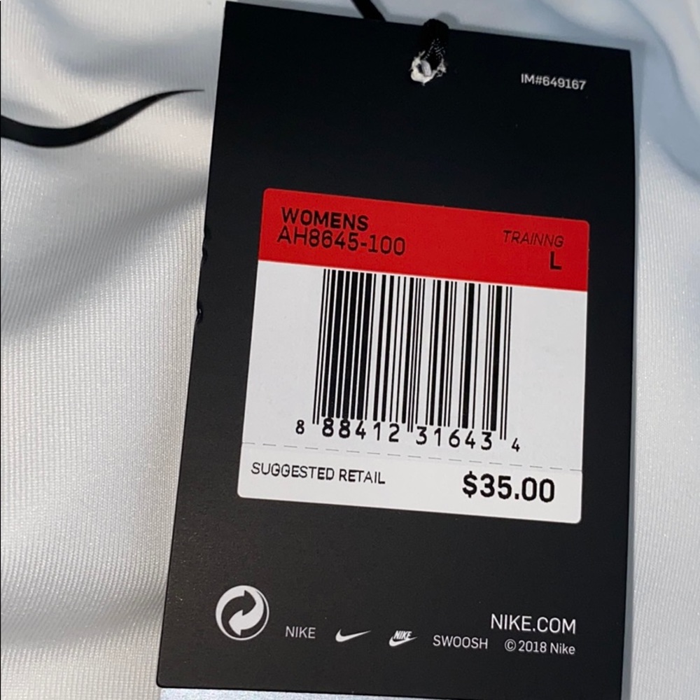 Nike White sports bra